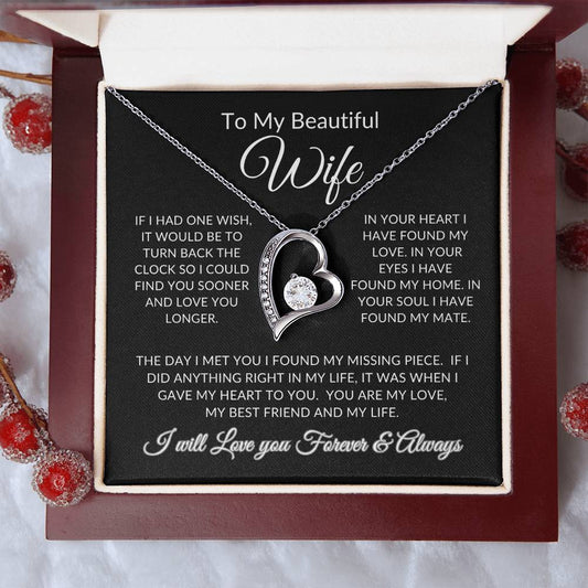 To My Beautiful Wife Heart Necklace